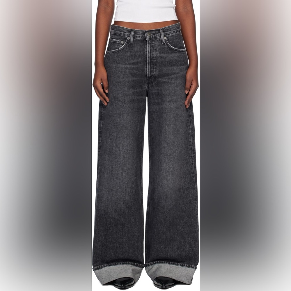Agolde Charcoal Wide-Leg Jeans Dame